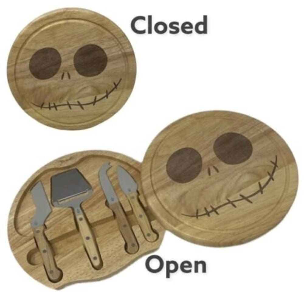Disney Nightmare Before Christmas Wood Cheese Cutting Board Tools Set Party Jack